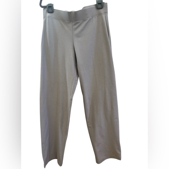 Eileen Fisher Pants - Eileen Fisher Light Gray Stretch Knit Straight Leg Pants Medium Capsule